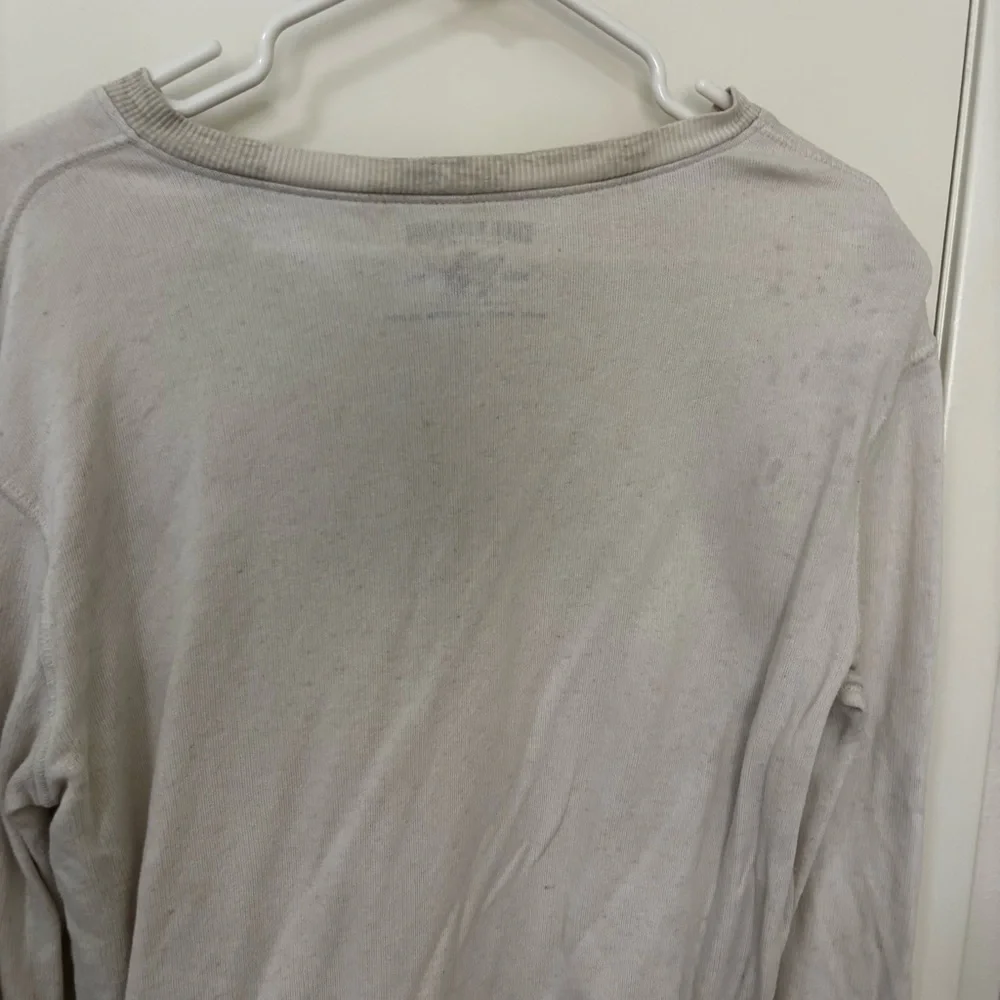 True Religion Beige off white Long-Sleeve cotton linen shirt